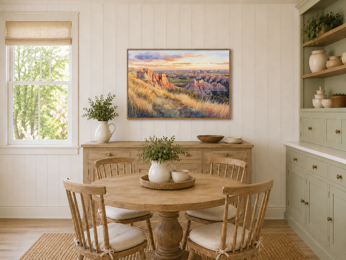 Badlands National Park Summer Sunset Wall Art | South Dakota Prairie Painting