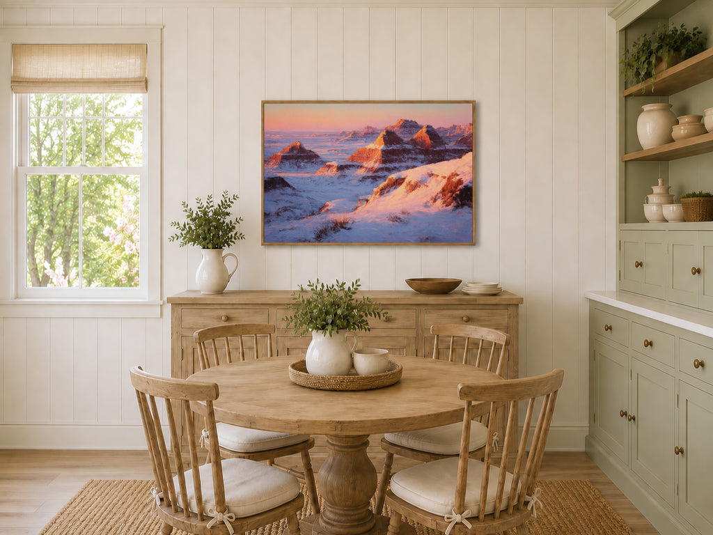 Badlands National Park Winter Sunset Wall Art | South Dakota Landscape Painting