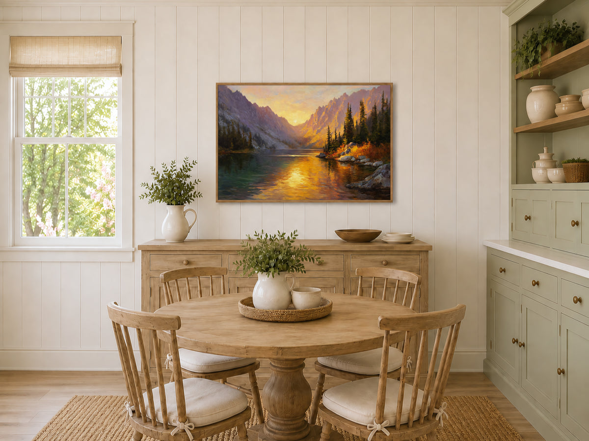 Colchuck Lake Fall Sunset Wall Art | Washington Landscape Painting