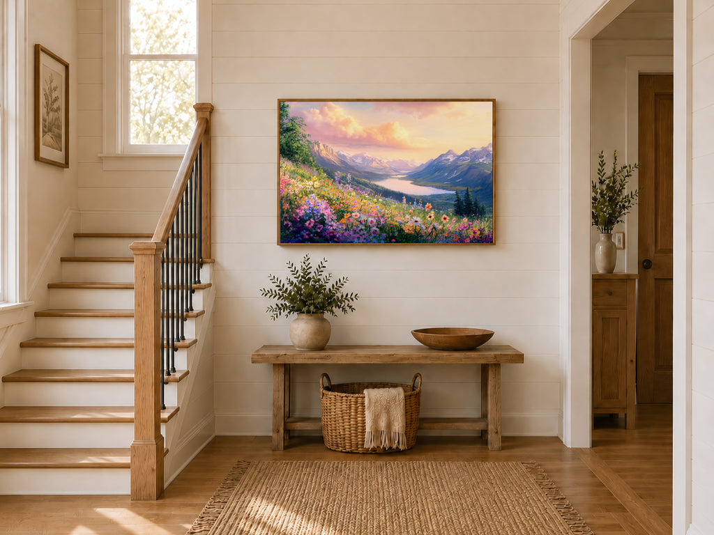 Waterton Lakes National Park Spring Sunrise Wall Art | Canada Lakeside Painting