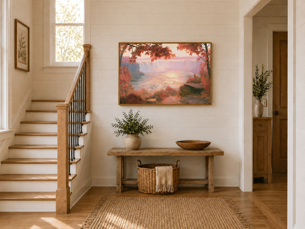 Niagara Falls Fall Sunrise Wall Art | Canada New York Landscape Painting