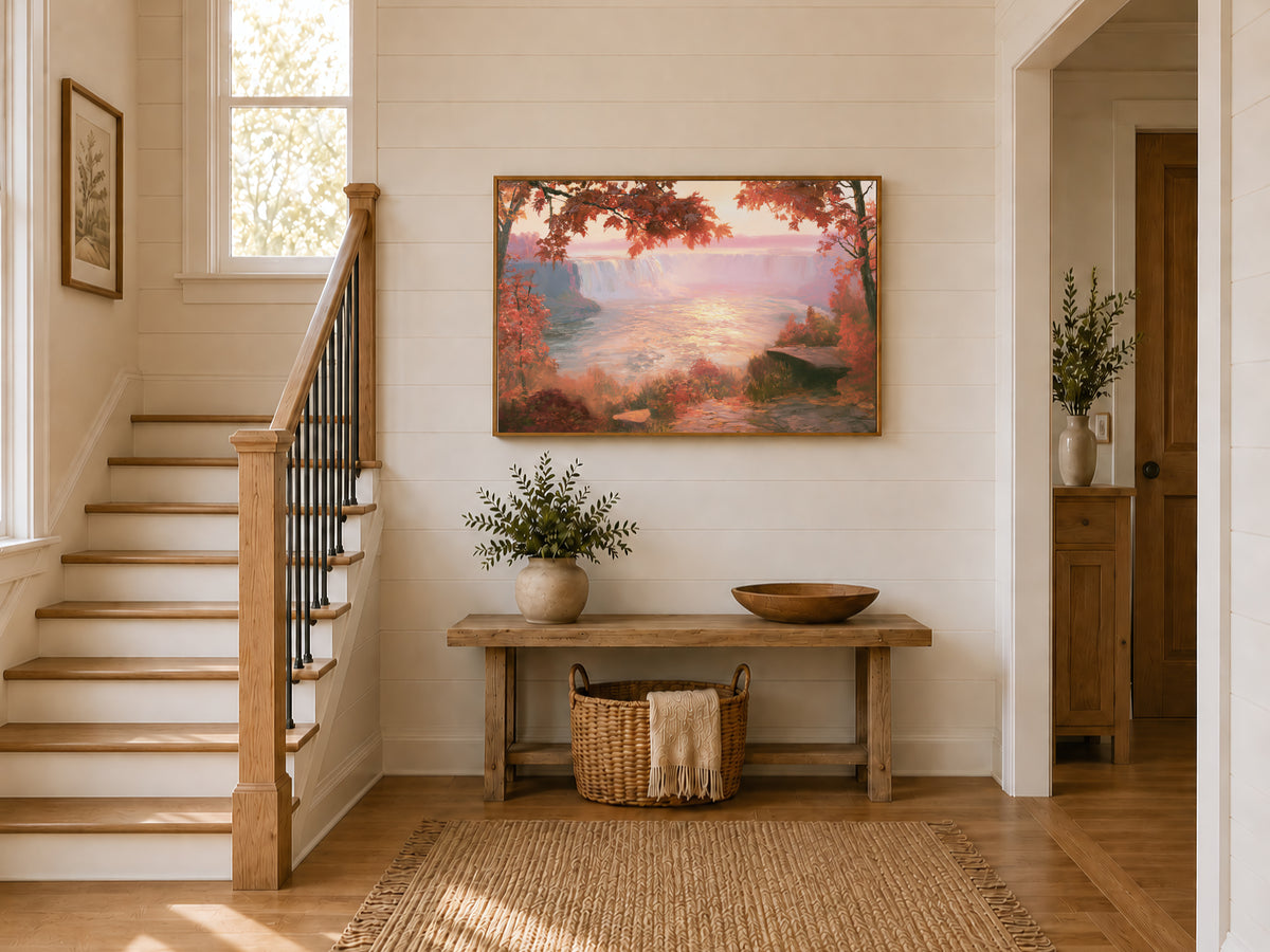 Niagara Falls Fall Sunrise Wall Art | Canada New York Landscape Painting