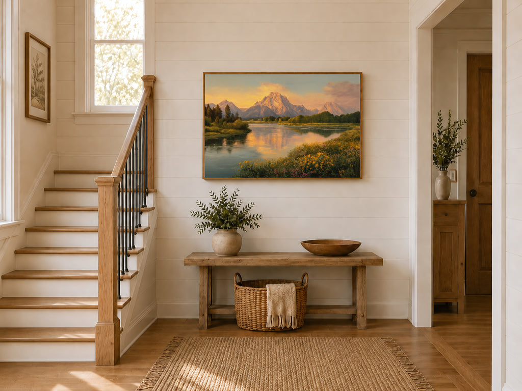 Oxbow Bend Spring Sunset Wall Art | Grand Teton National Park Wyoming Landscape Painting
