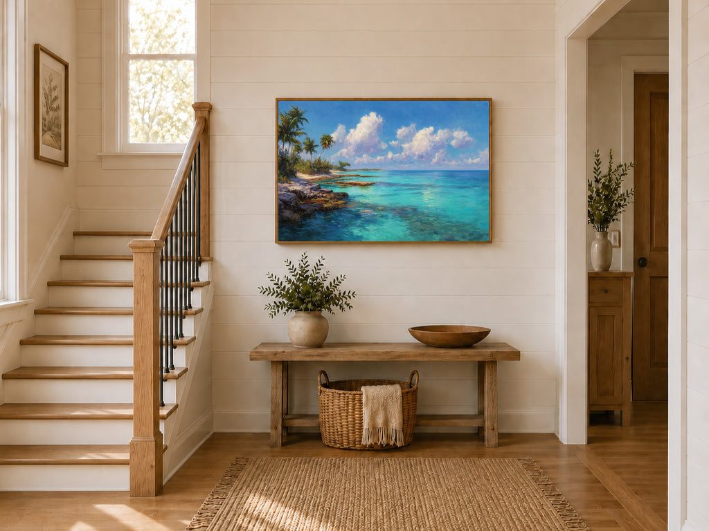 Florida Keys Summer Wall Art | Tropical Ocean Beach Landscape Painting
