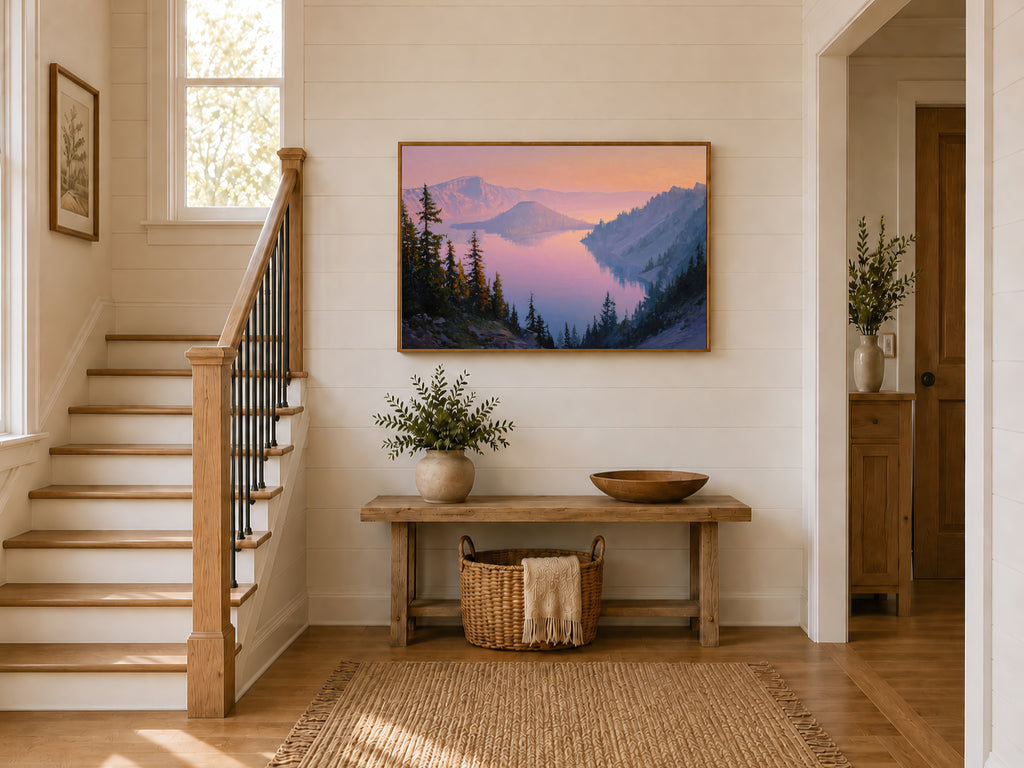 Crater Lake National Park Summer Sunrise Wall Art | Oregon Volcanic Landscape Painting