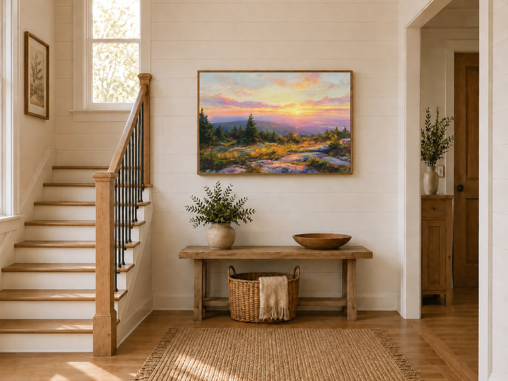 Mount Cadillac Summer Sunset Wall Art | Acadia National Park Maine Landscape Painting