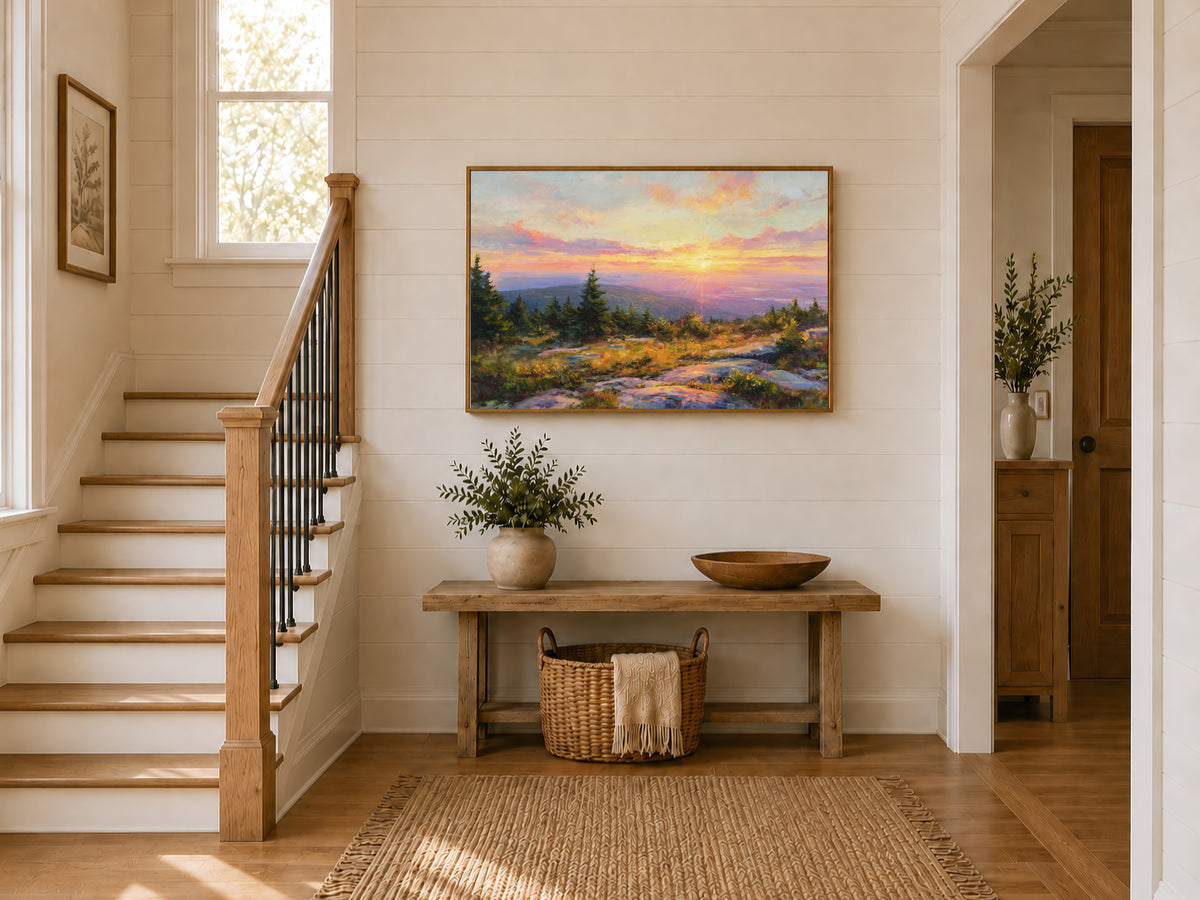 Mount Cadillac Summer Sunset Wall Art | Acadia National Park Maine Landscape Painting