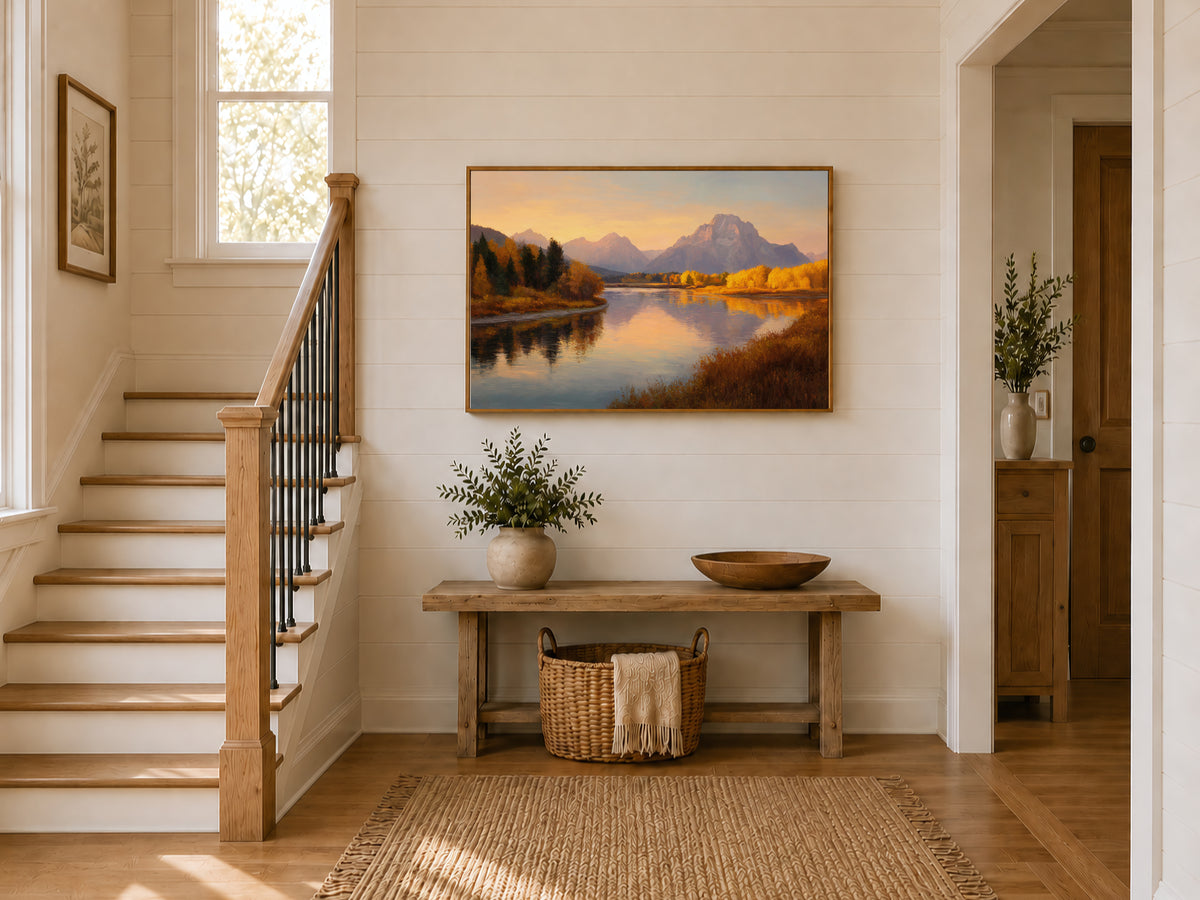 Oxbow Bend Fall Sunrise Wall Art | Grand Teton National Park Wyoming Landscape Painting