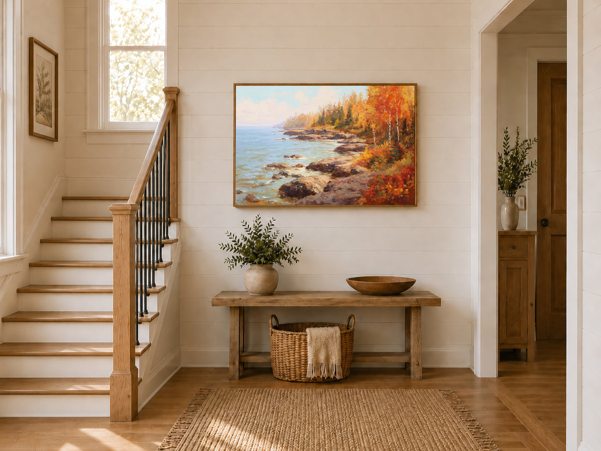 Lake Superior Fall Wall Art | Minnesota Fall Foliage Landscape Painting