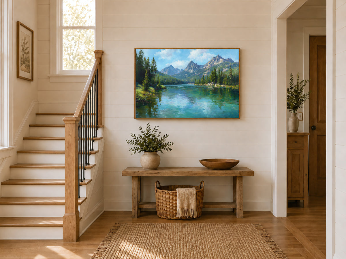 Stanley Lake Summer Wall Art | Idaho Sawtooth Mountain Landscape Painting