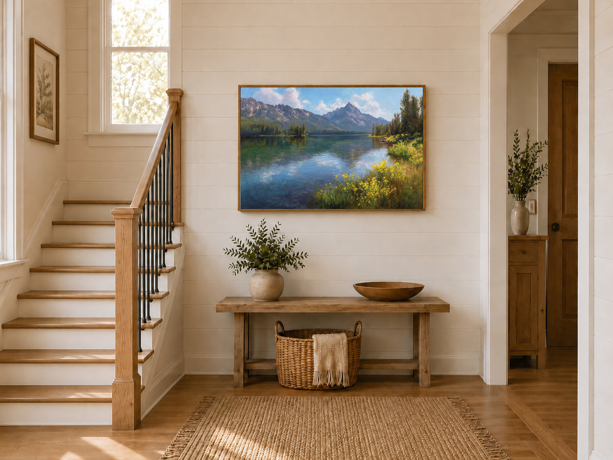 Stanley Lake Spring Wall Art | Idaho Sawtooth Mountain Landscape Painting