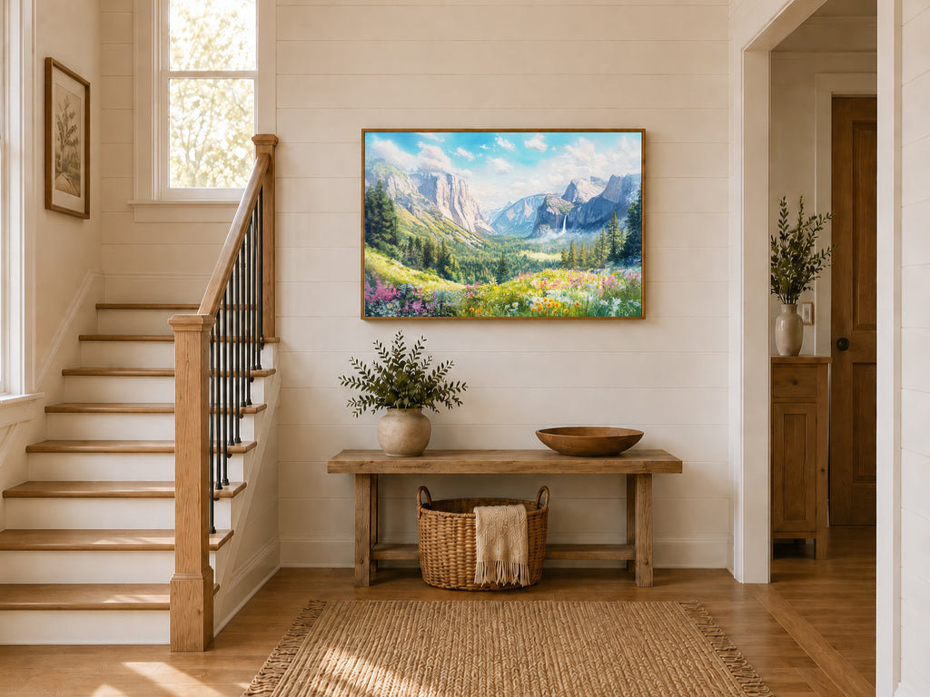 Tunnel View Spring Wall Art | Yosemite National Park California Mountain Painting