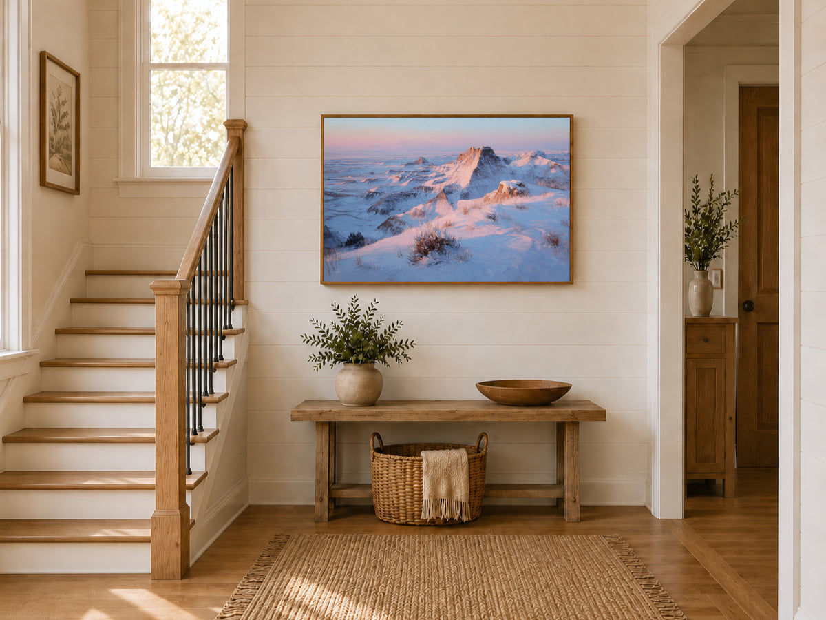 Badlands National Park Winter Sunrise Wall Art | South Dakota Landscape Painting
