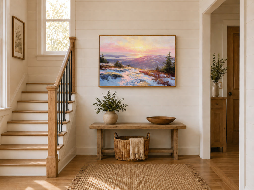 Mount Cadillac Winter Sunrise Wall Art | Acadia National Park Maine Landscape Painting