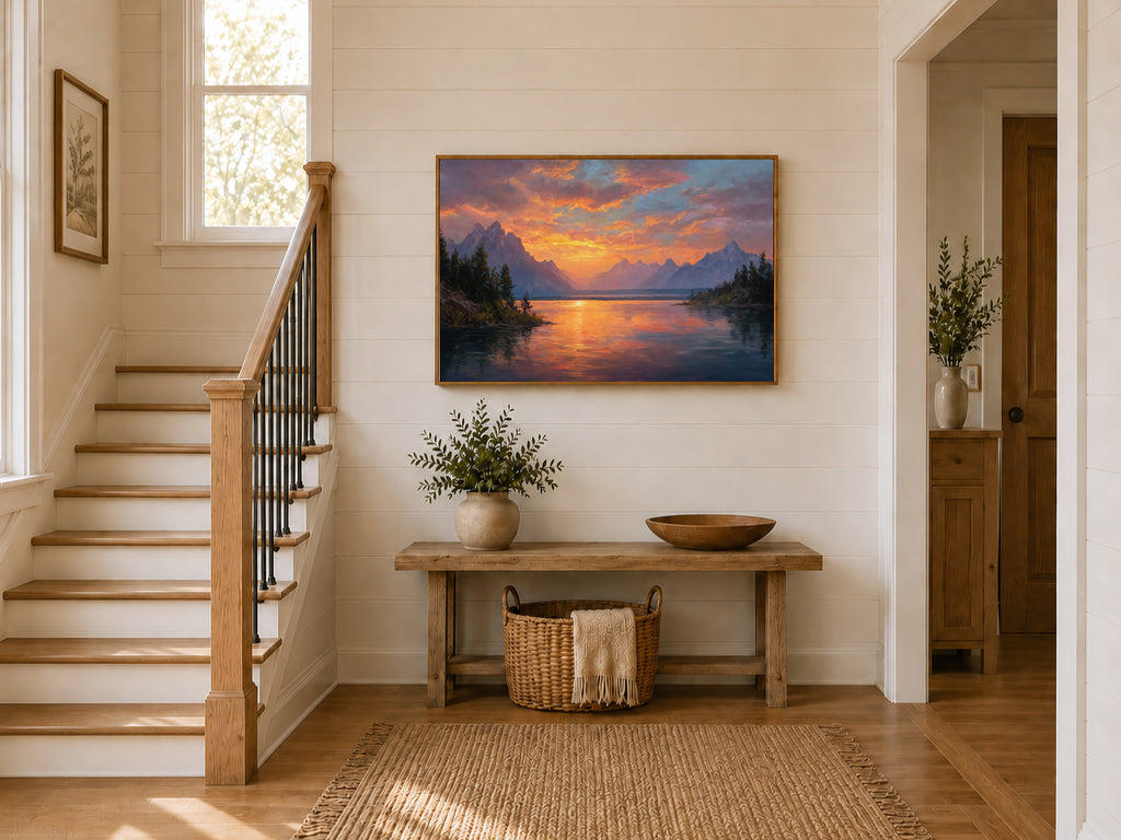 Grand Teton National Park Summer Sunset Wall Art | Wyoming Mountain Landscape Painting