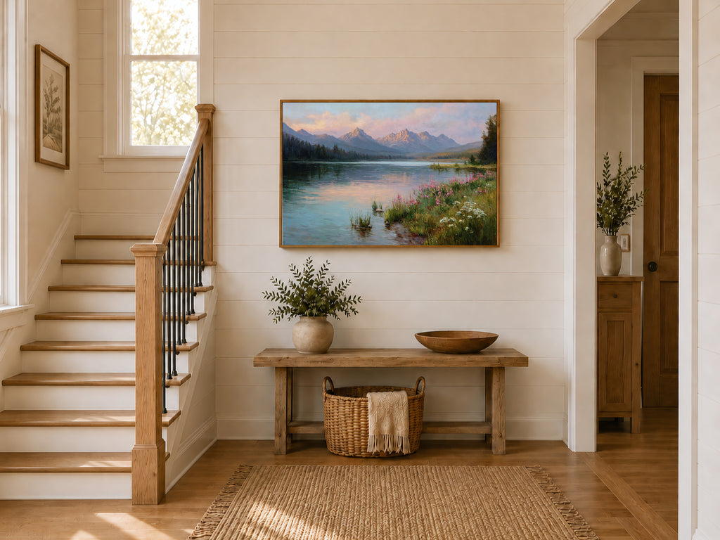 Stanley Lake Spring Sunrise Wall Art | Idaho Sawtooth Mountain Landscape Painting