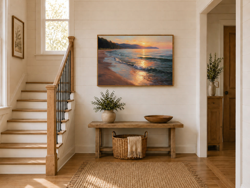 Lake Superior Summer Sunset Wall Art | Minnesota Coastal Landscape Painting