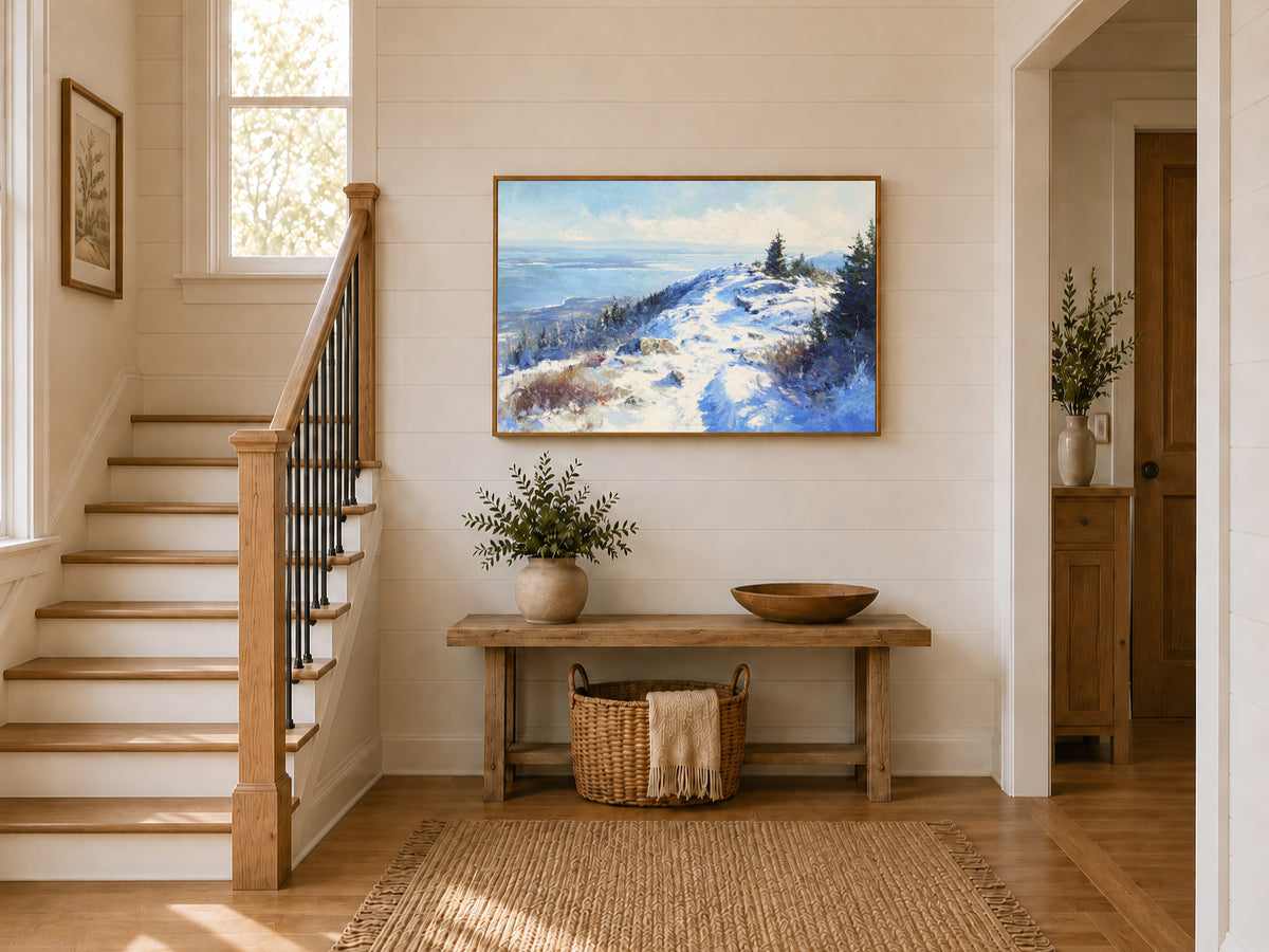 Mount Cadillac Winter Wall Art | Acadia National Park Maine Landscape Painting