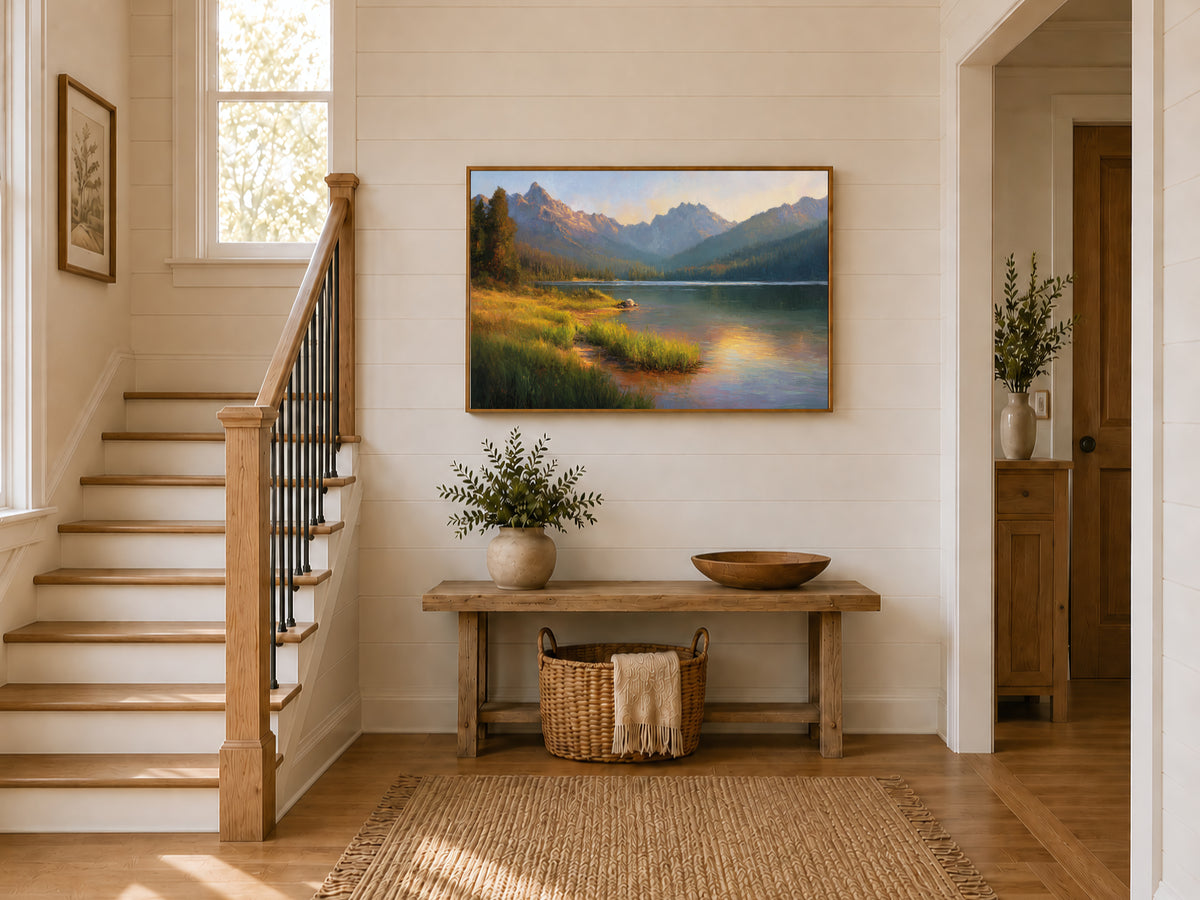 Stanley Lake Summer Sunset Wall Art | Idaho Sawtooth Mountain Landscape Painting