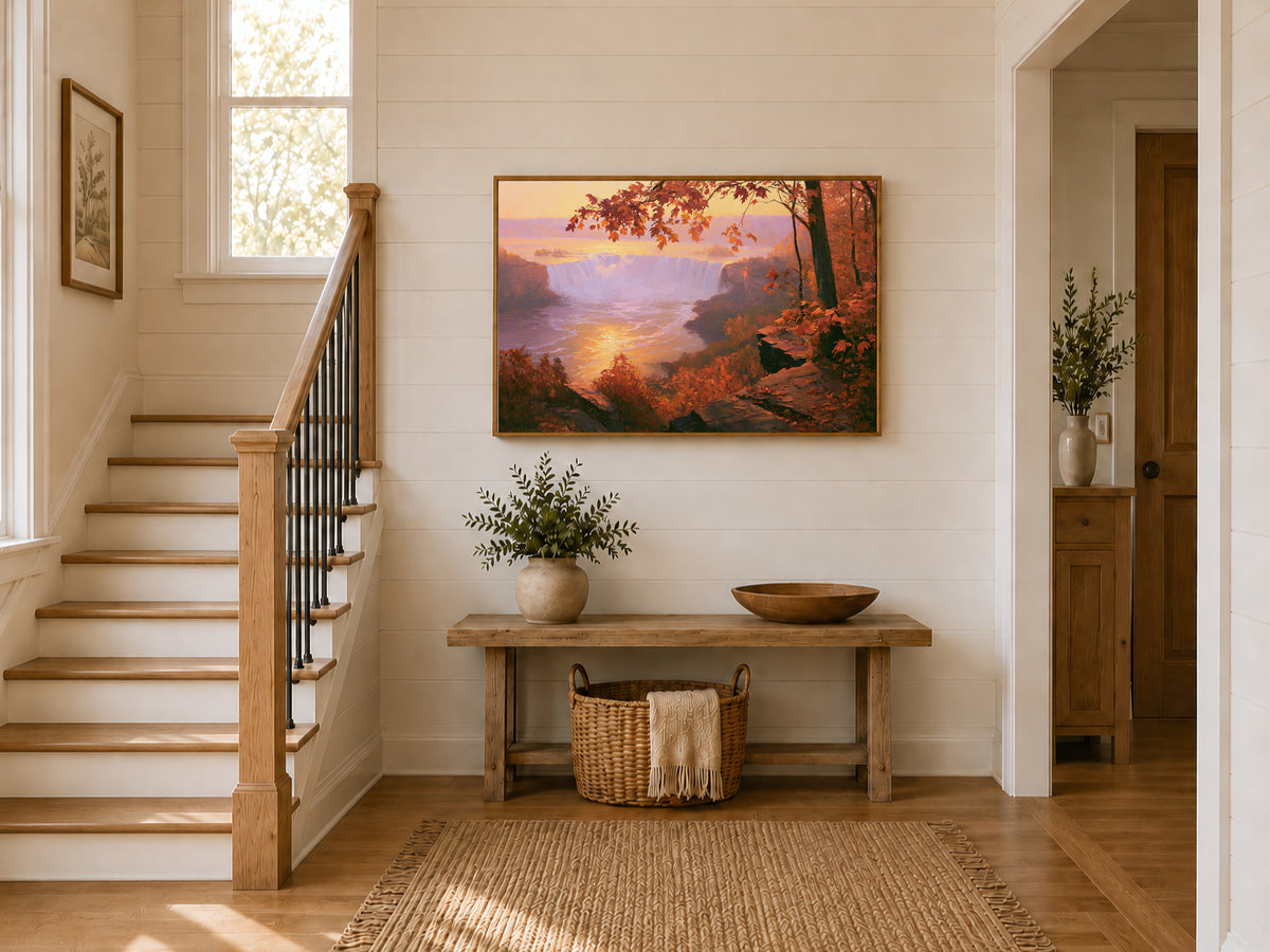 Niagara Falls Fall Sunset Wall Art | Canada New York Landscape Painting