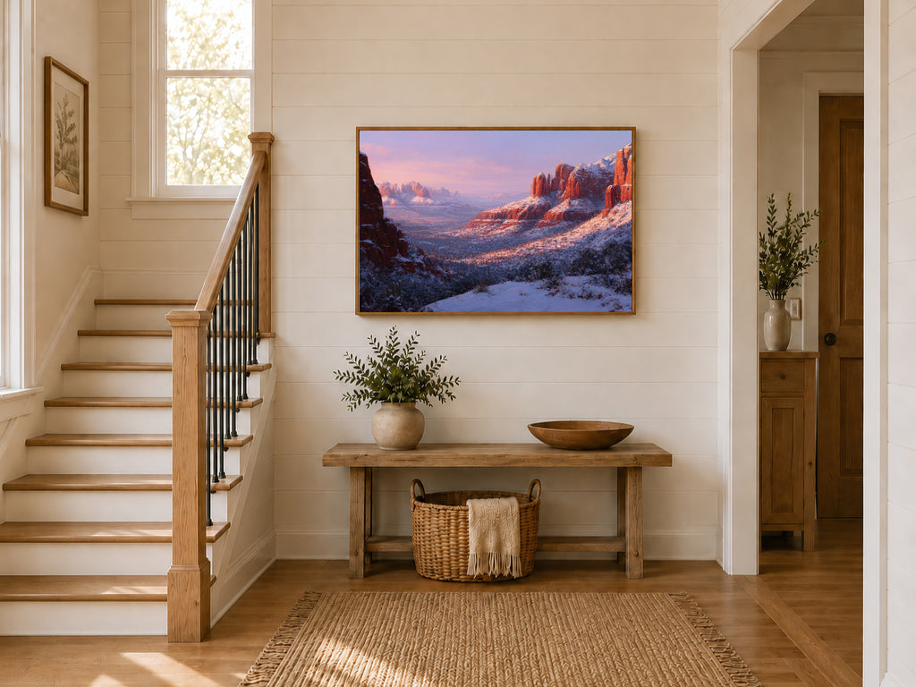 Sedona Winter Sunset Wall Art | Arizona Red Rock Landscape Painting