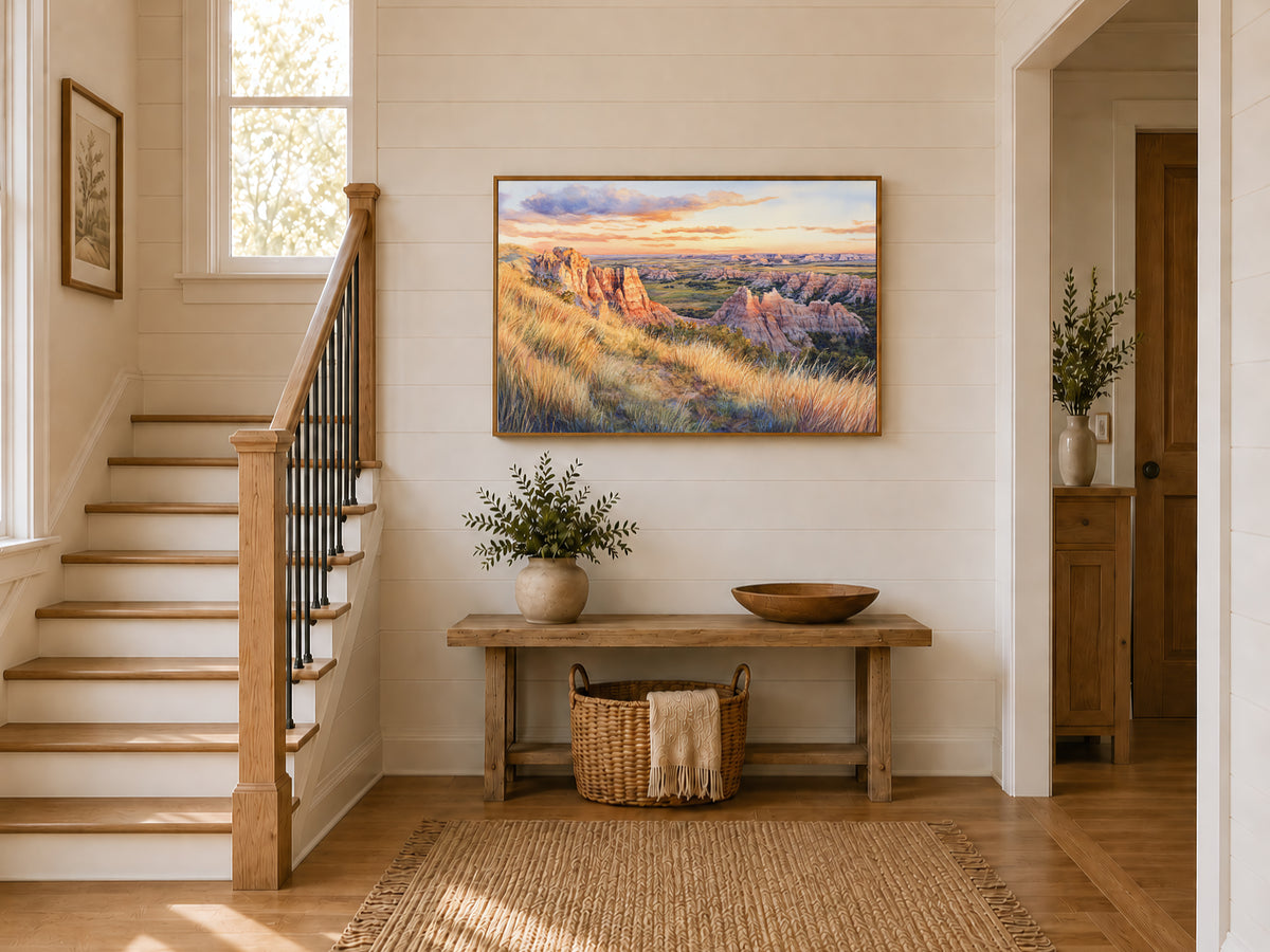 Badlands National Park Summer Sunset Wall Art | South Dakota Prairie Painting