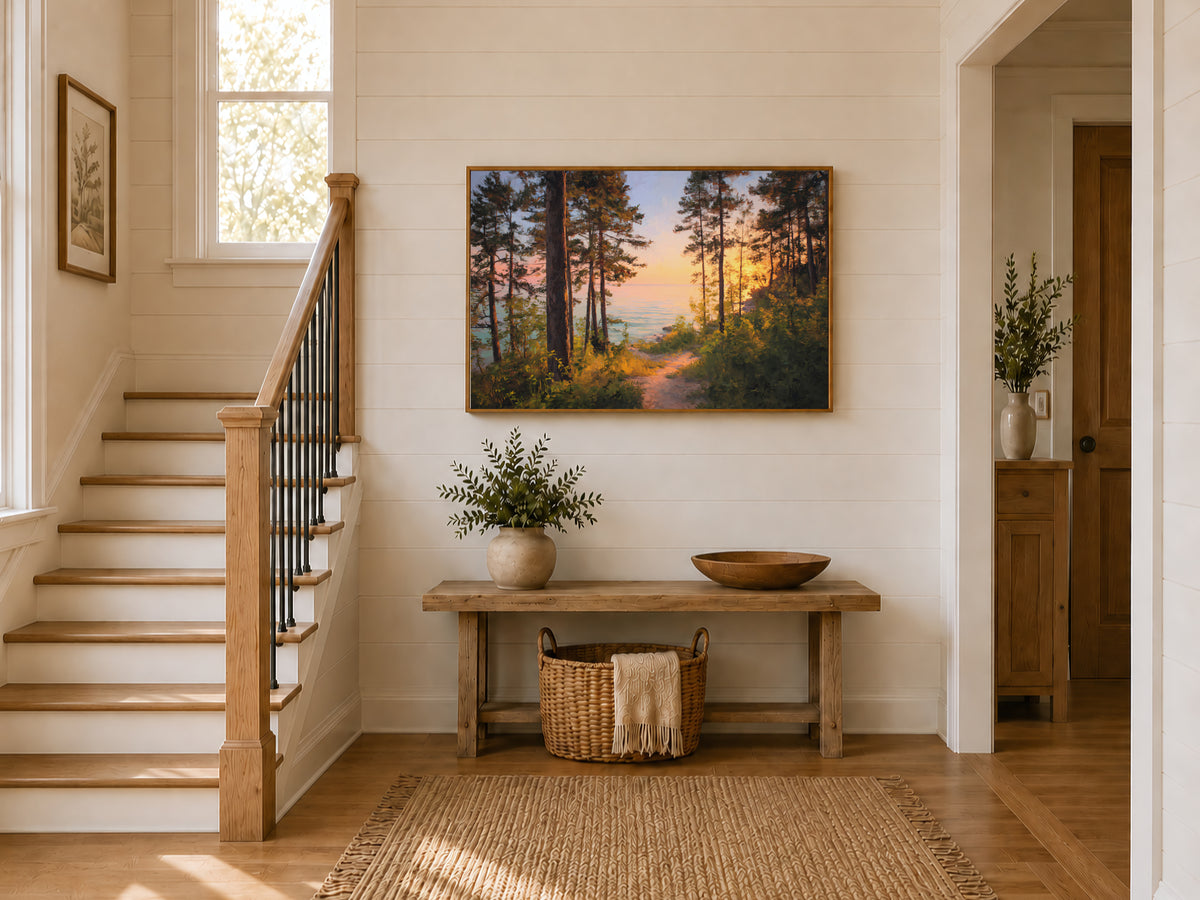 Lake Michigan Summer Sunset Wall Art | Midwest Shoreline Landscape Painting