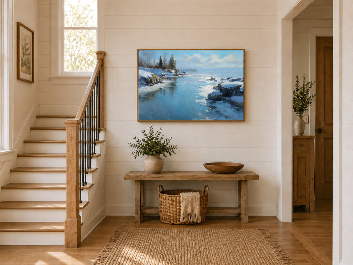 Lake Superior Winter Wall Art | Minnesota Shoreline Landscape Painting