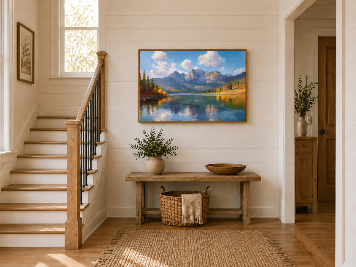 Stanley Lake Fall Wall Art | Idaho Sawtooth Mountain Landscape Painting
