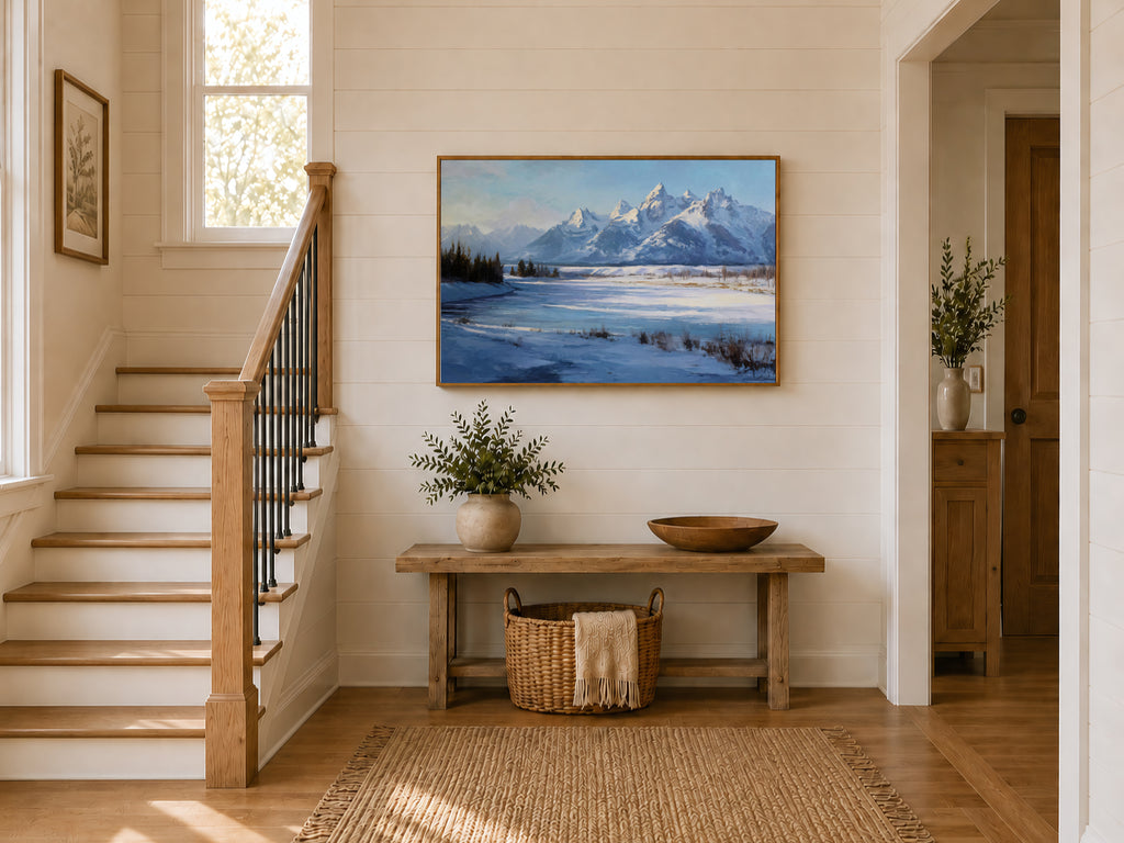 Grand Teton National Park Winter Wall Art | Wyoming Mountain Landscape Painting