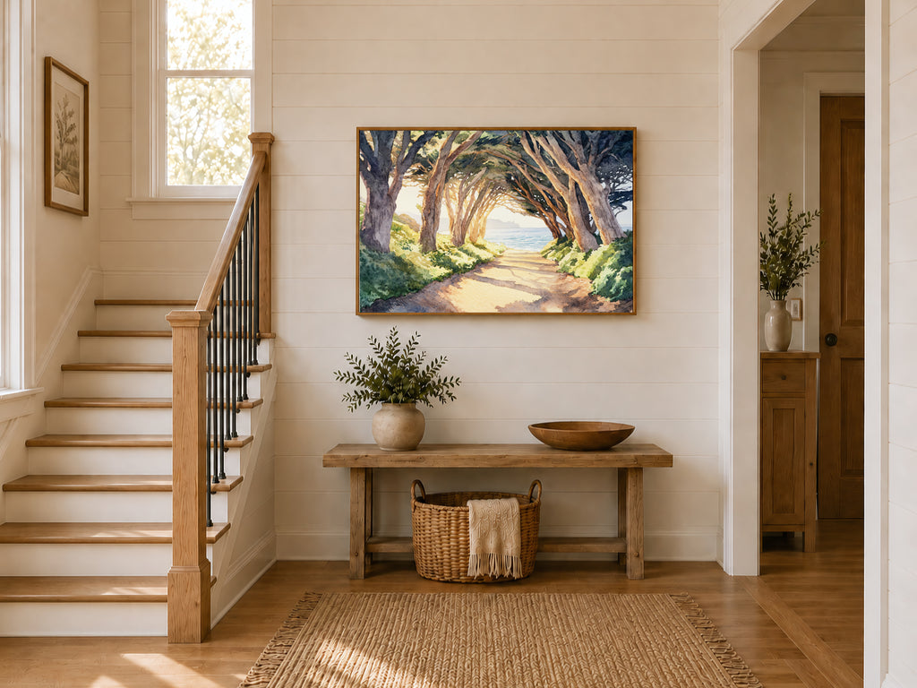 Half Moon Bay Summer Sunrise Wall Art | California Cypress Tree Tunnel Painting