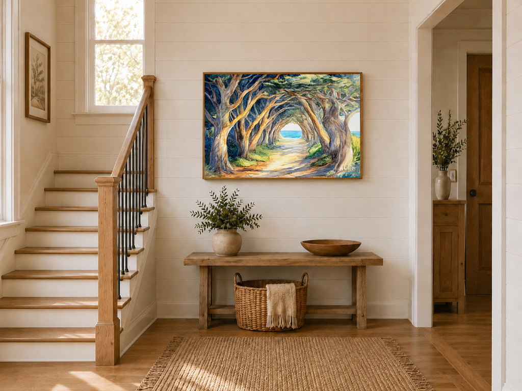 Half Moon Bay Summer Wall Art | California Cypress Tree Tunnel Painting