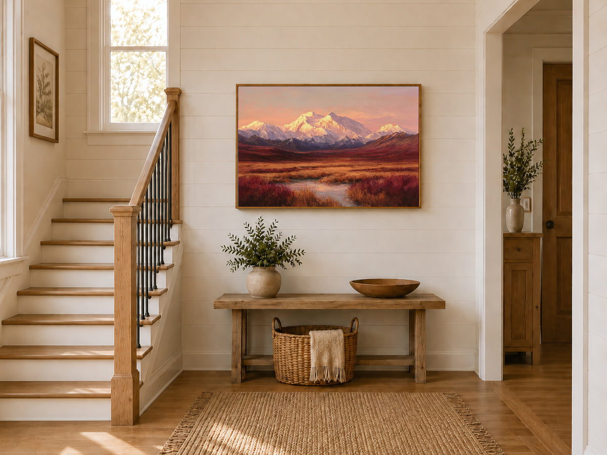 Denali National Park Fall Sunset Wall Art | Alaska Mountain Landscape Painting