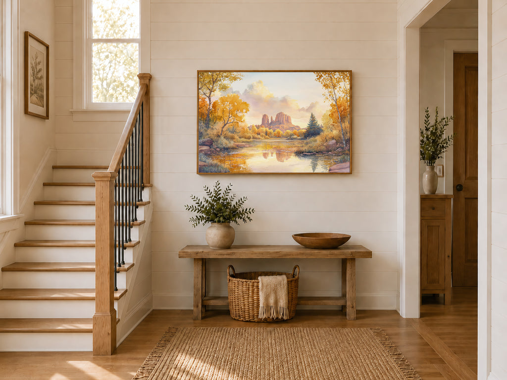 Cathedral Rock Fall Sunrise Wall Art | Sedona Arizona Red Rock Painting