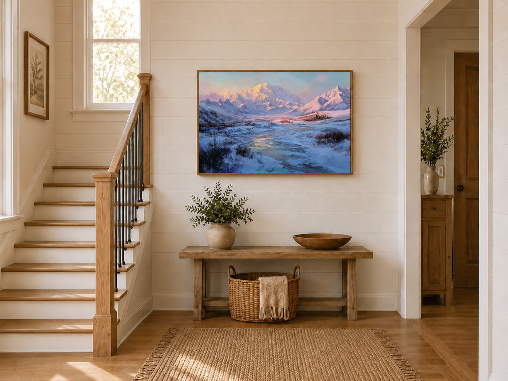Denali National Park Winter Sunrise Wall Art | Alaska Mountain Landscape Painting