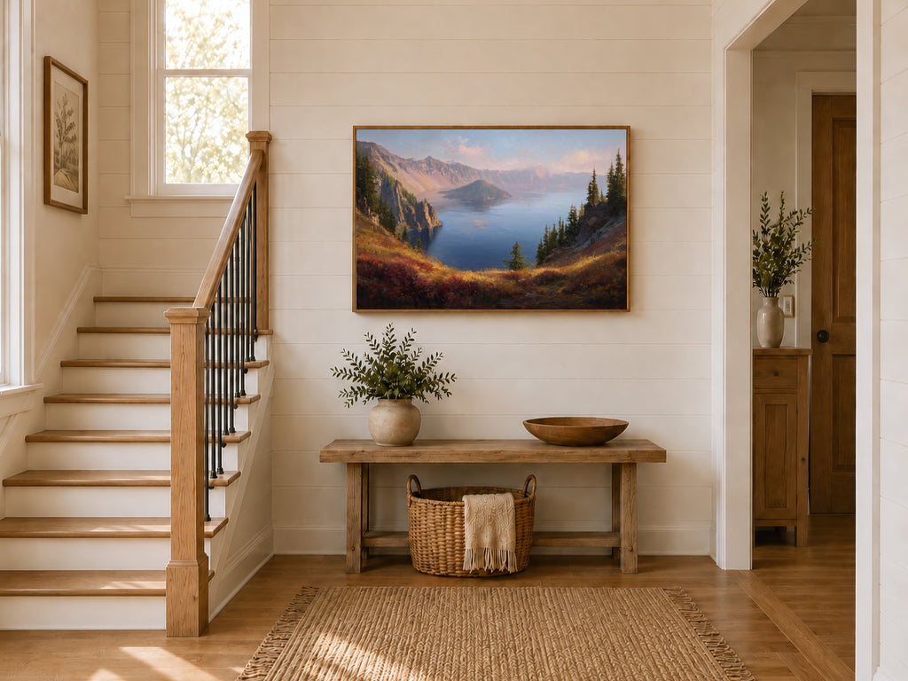 Crater Lake National Park Fall Sunrise Wall Art | Oregon Volcanic Landscape Painting